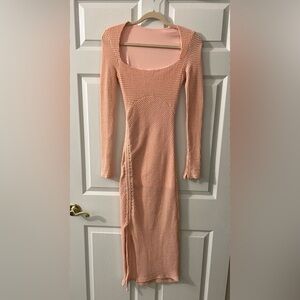 Long Sleeve Ribbed Knit Bodycon Dress